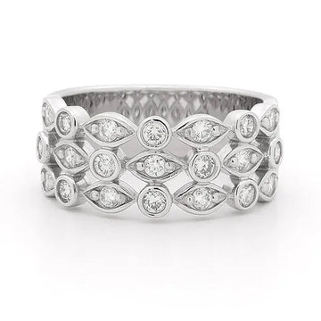 Diamond Bezel and Bead Set Diamond Dress Ring in 9ct White Gold