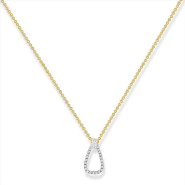 Diamond Set Teardrop Style Necklace in 9ct Gold