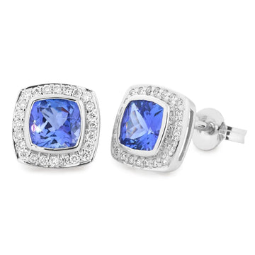 9ct White Gold Tanzanite Earrings