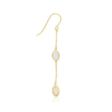 9ct Yellow Gold Oval Mother Of Pearl Drop Earrings