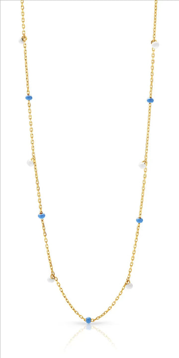 Fine Cabe Link Chain in Yellow Gold with Enamel Balls