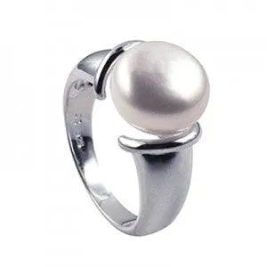 Freshwater Button Pearl Ring in Sterling Silver