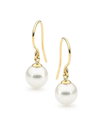 Round Freshwater Pearl White Shepherd Hook Earrings