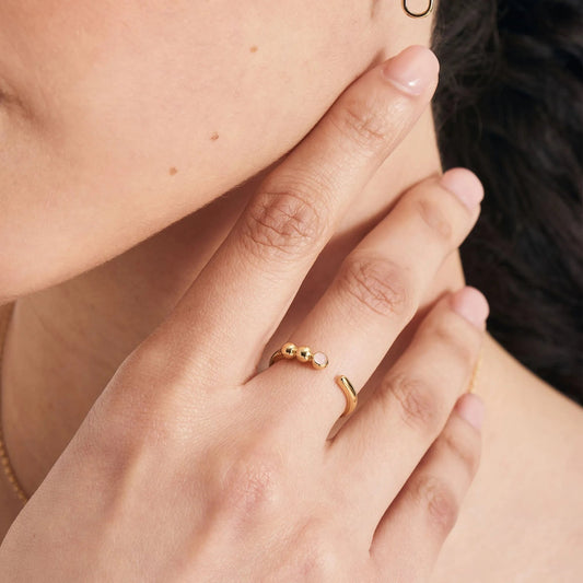 Ania Haie Silver Orb Sparkle Adjustable Ring