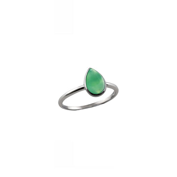 Sterling Silver 9X6mm Pear Chrysoprase Fine Ring