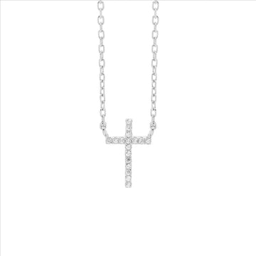 Ellani Sterling Silver Small Cross Necklace