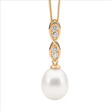 Twist Drop Pendant with Freshwater Pearl & Rose Gold Plating