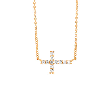 Ellani Rose Gold Plated Cross Pendant with Cubic Zirconias