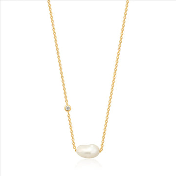 Ania Haie Gold Pearl Necklace. 14ct Gold Plated. Design:N019-02G