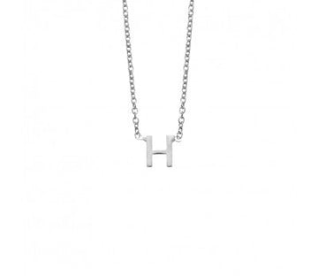 Sterling Silver Necklace With Initial Pendant H