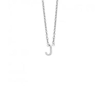 Sterling Silver Necklace with Initial Pendant J