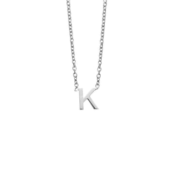 Sterling Silver Necklace with Initial Pendant K