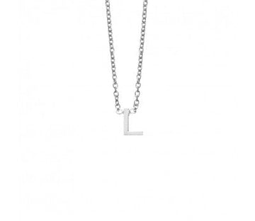 Sterling Silver Necklace with Initial Pendant L