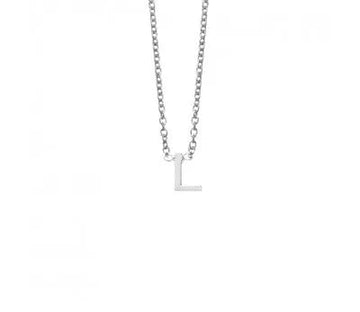 Sterling Silver Necklace with Initial Pendant L