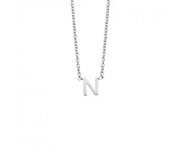 Sterling Silver Necklace With Initial Pendant N