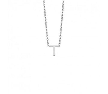 Sterling Silver Necklace with Initial Pendant T