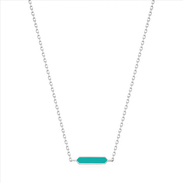 Ania Haie Bright Teal Enamel Bar Silver Necklace