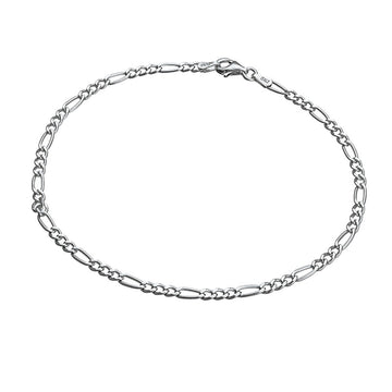 Sterling Silver 3:1 Figaro Chain Anklet