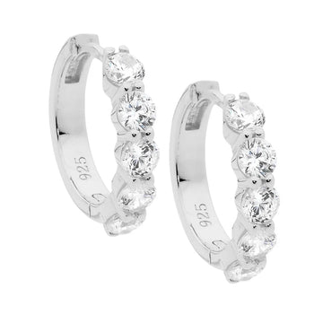 Ellani Sterling Silver Cubic Zirconia Hoop Earrings