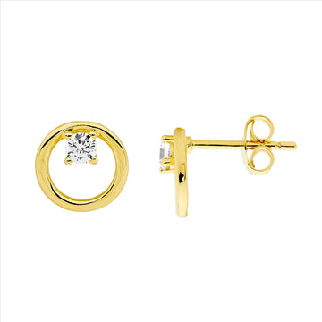 Ellani Yellow Gold Plated 9mm Open Circle Earrings