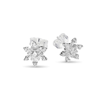 Sterling Silver Snowflake Studs Earrings