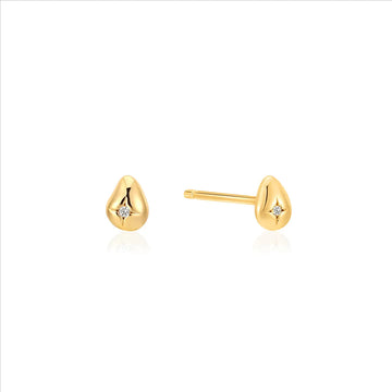 Ania Haie Silver Pebble Sparkle Stud Earrings