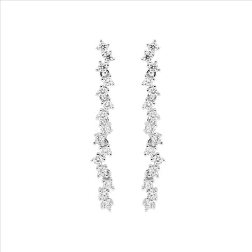 Dazzling Silver Drop Earrings with Cubic Zirconia Accents