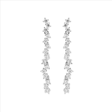 Dazzling Silver Drop Earrings with Cubic Zirconia Accents
