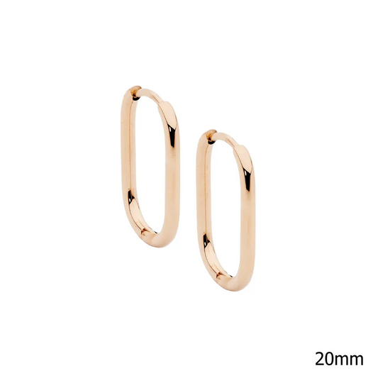 Ellani Sleek Stainless Steel Oval Hoop Earrings