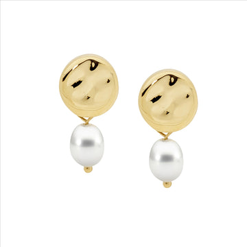 Ellani Disk Earrings with Freshwater Pearl