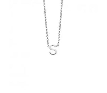 Sterling Silver Necklace with Initial Pendant S
