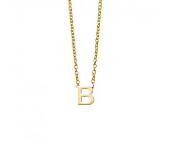 Sterling Silver Gold Plated Necklace "B" Petite Initial Pendant