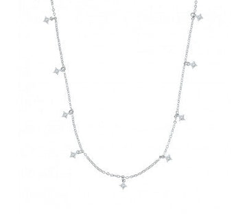 Sterling Silver Necklace With Petite CZ Charms 42 + 3cm