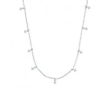 Sterling Silver Necklace With Petite CZ Charms 42 + 3cm