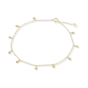 Gold Anklet With Cubic Zirconia Charms