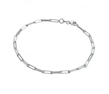 Paperclip Link Anklet in Sterling Silver