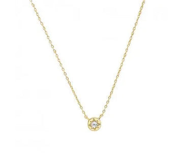 Gold Plated Necklace With Mini Circle Cubic Zirconia Star Pendant