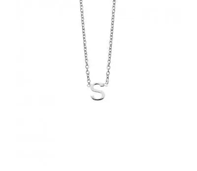 Sterling Silver Necklace with Initial Pendant S