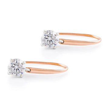 Drop Moissanite earrings in Platinum & Rose Gold