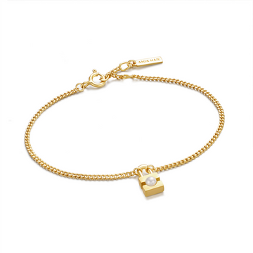 Ania Haie Gold Shell Pearl Padlock Bracelet