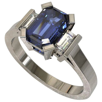 Smeraldo sfaccettato Ceylon Zaffiro Ring