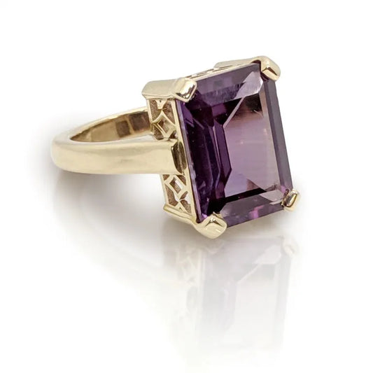 Art Deco Style Emerald Cut  Alexandrite Ring