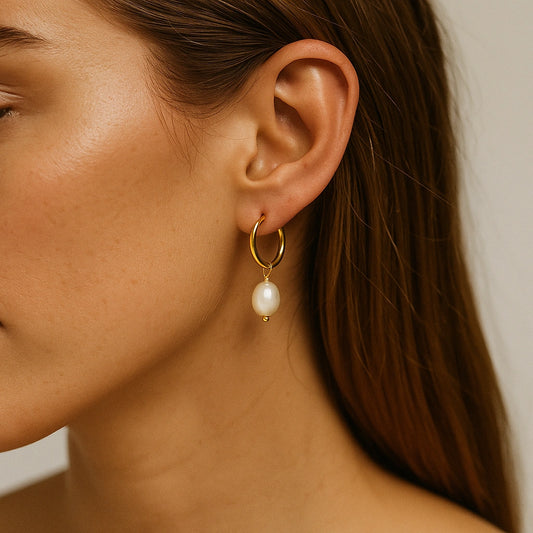 Freshwater Pearl Stud Drop Earrings