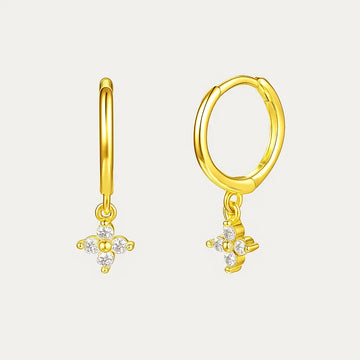Crystal Cross Charm Hoop Earrings