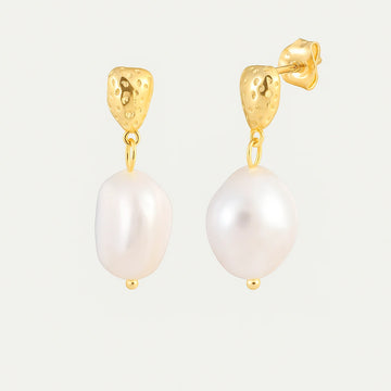 Gold-Plated Pearl Drop Earrings
