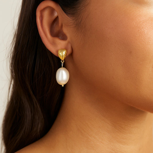 Gold-Plated Pearl Drop Earrings