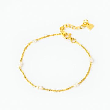 Gold Plated & Pearl Delicate Chain Bracelet