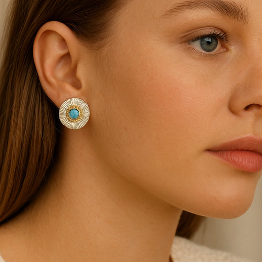 Turquoise Bloom Copper Floral Earrings