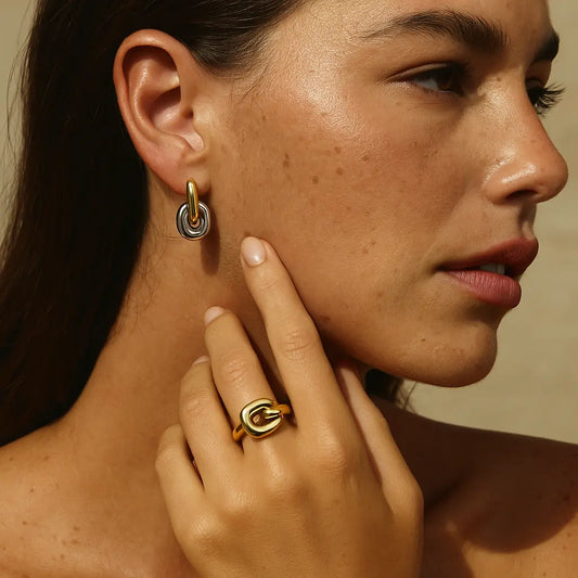 Gold and Silver Link Drop Earrings