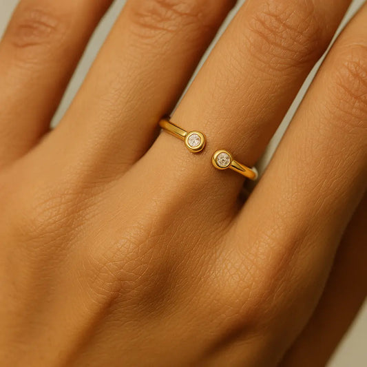 Gold Plated Copper Ring with Zircon Accents